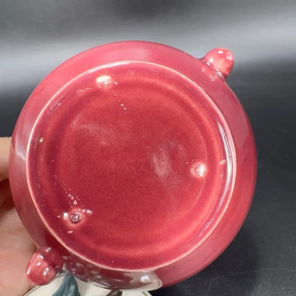 1940s Red Wing Normandy Pottery Burgundy‎ Sugar And Creamer Set 2 With Lid VTG